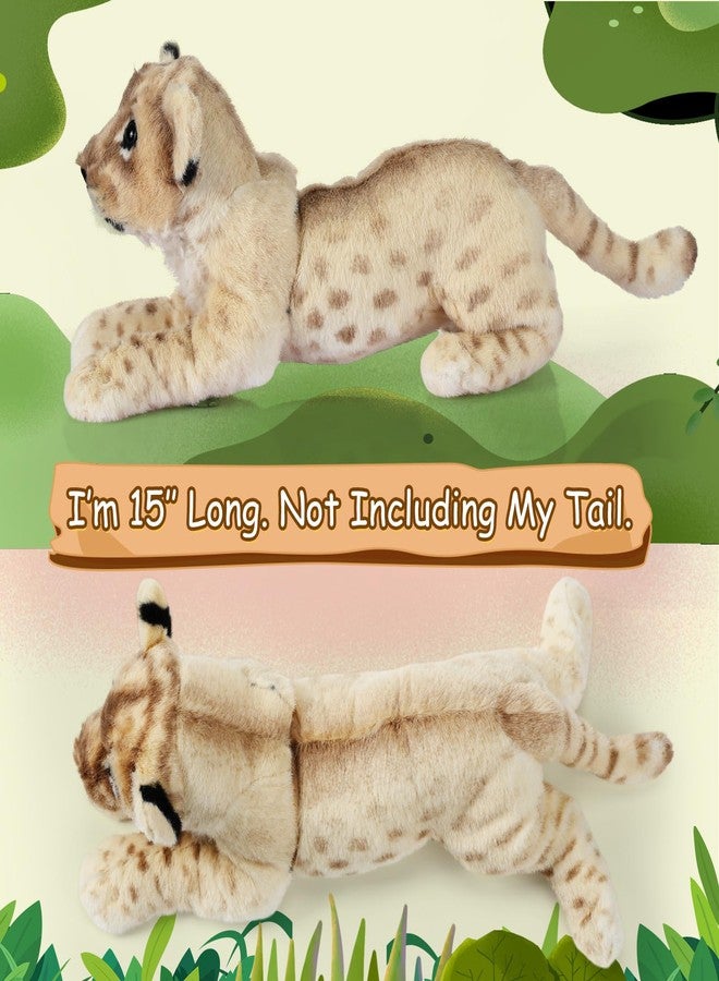 RoundFunny 15 Inch Stuffed Animal Tiger Leopard Lion Cheetah Realistic Wild Jungle Animals Toys Valentines Plush Toys for Girls Boys Birthday Valentine's Day Gifts (Lion) - Image 2